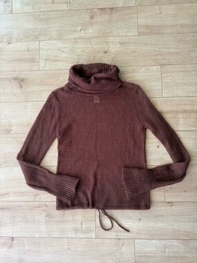 Vintage Free People Mohair Sweater Brown Turtleneck Boho Slouchy Cozy L